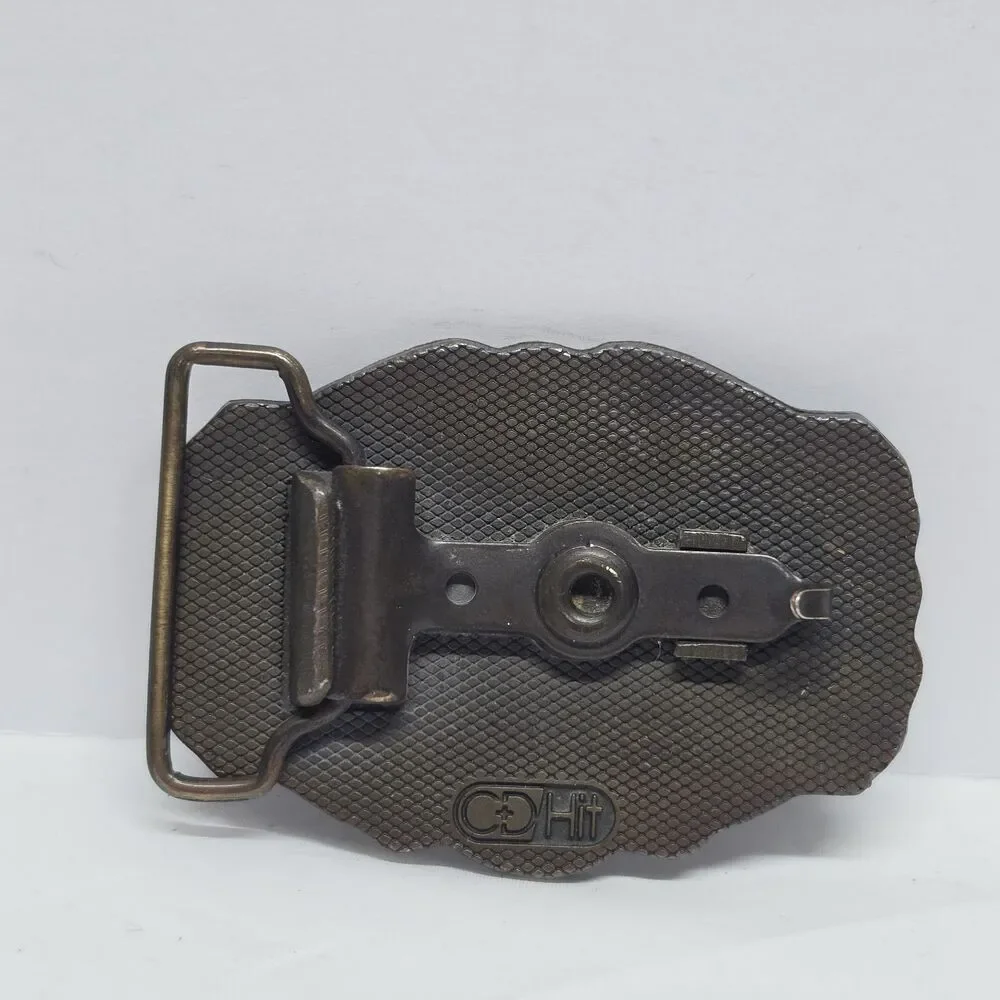 Vintage Dolphin Cartage Navy Submarine? Ship & Fish Brass Belt Buckle CD Hit